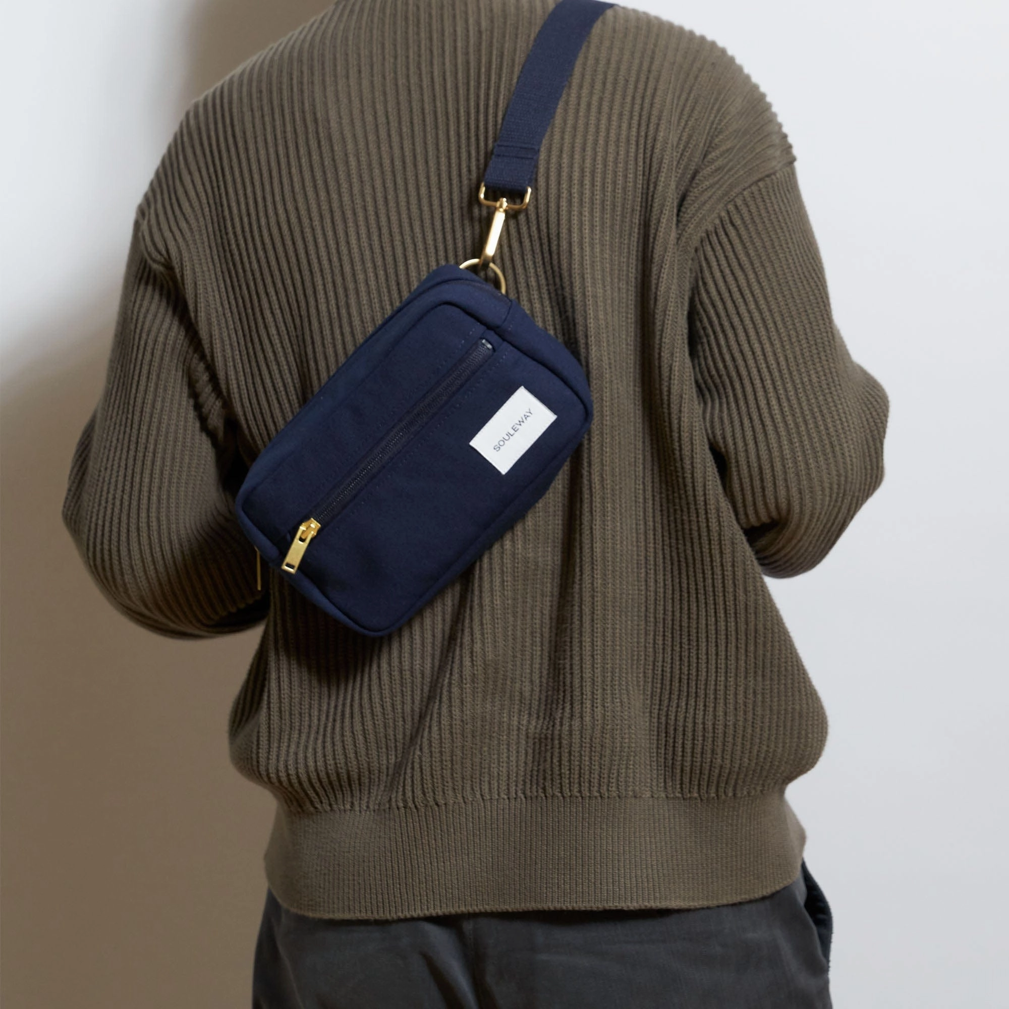 Natural Cotton Canvas Hip Bag | Navy Blue