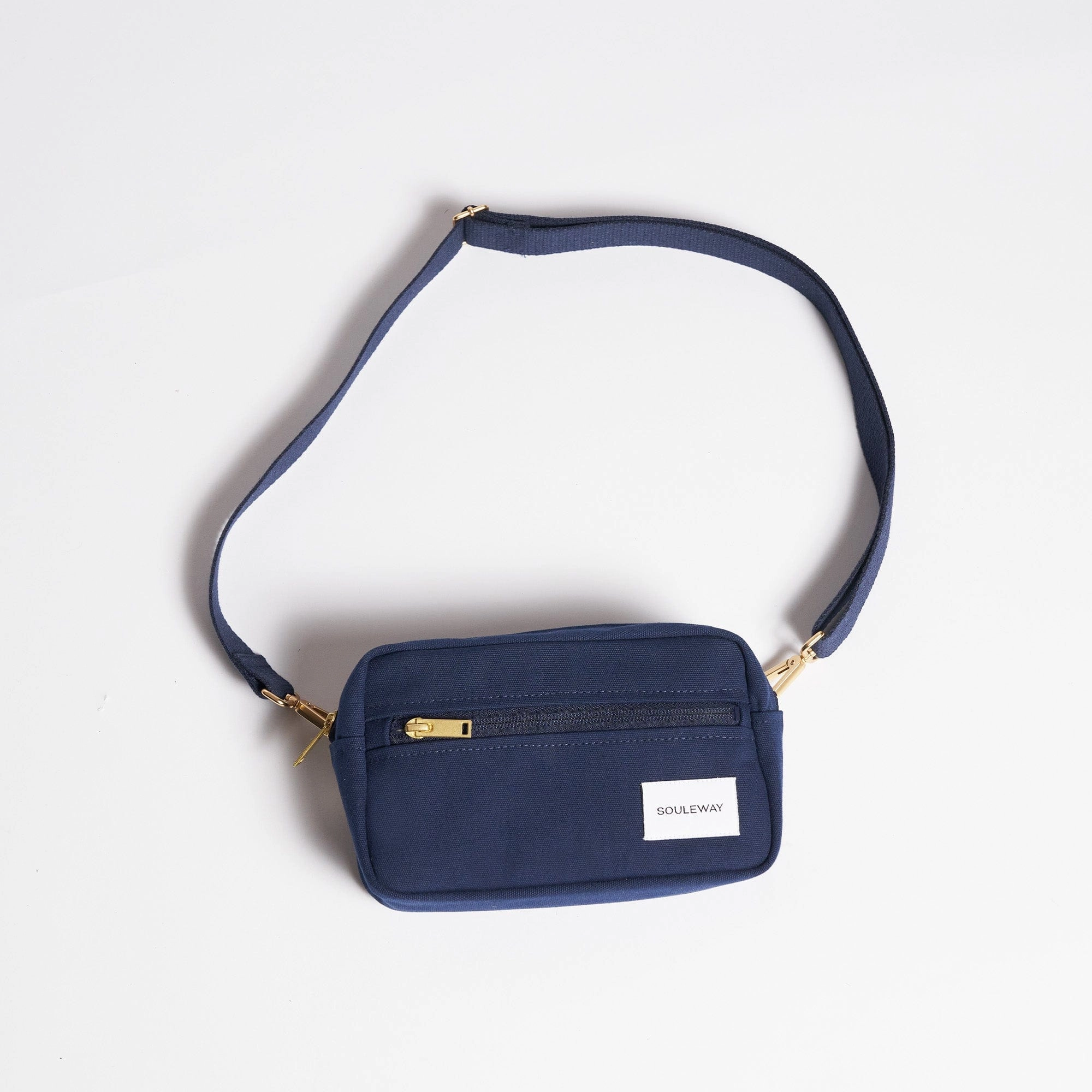 Natural Cotton Canvas Hip Bag | Navy Blue