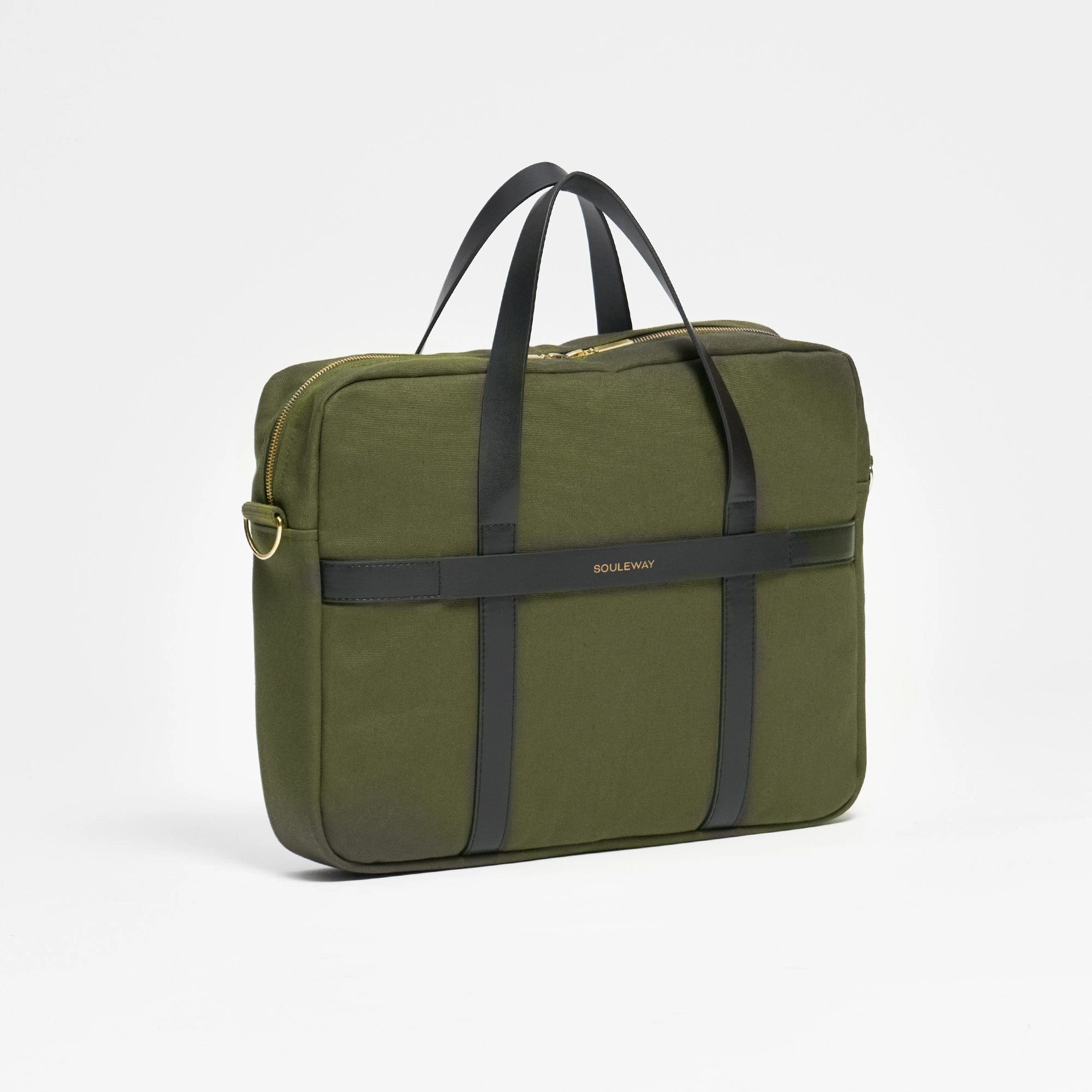 Natural Cotton Canvas Laptop Bag | Dark Olive