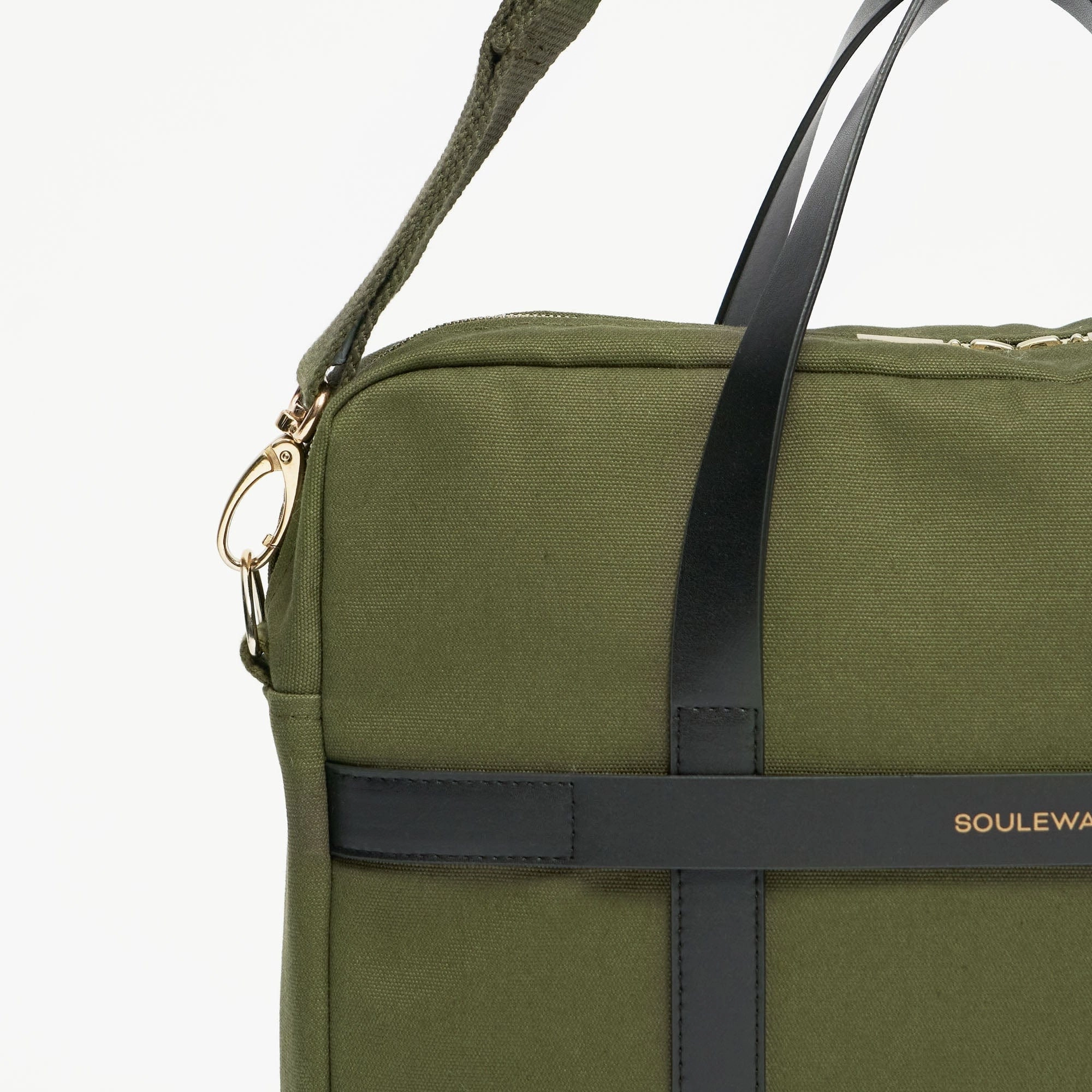 Natural Cotton Canvas Laptop Bag | Dark Olive