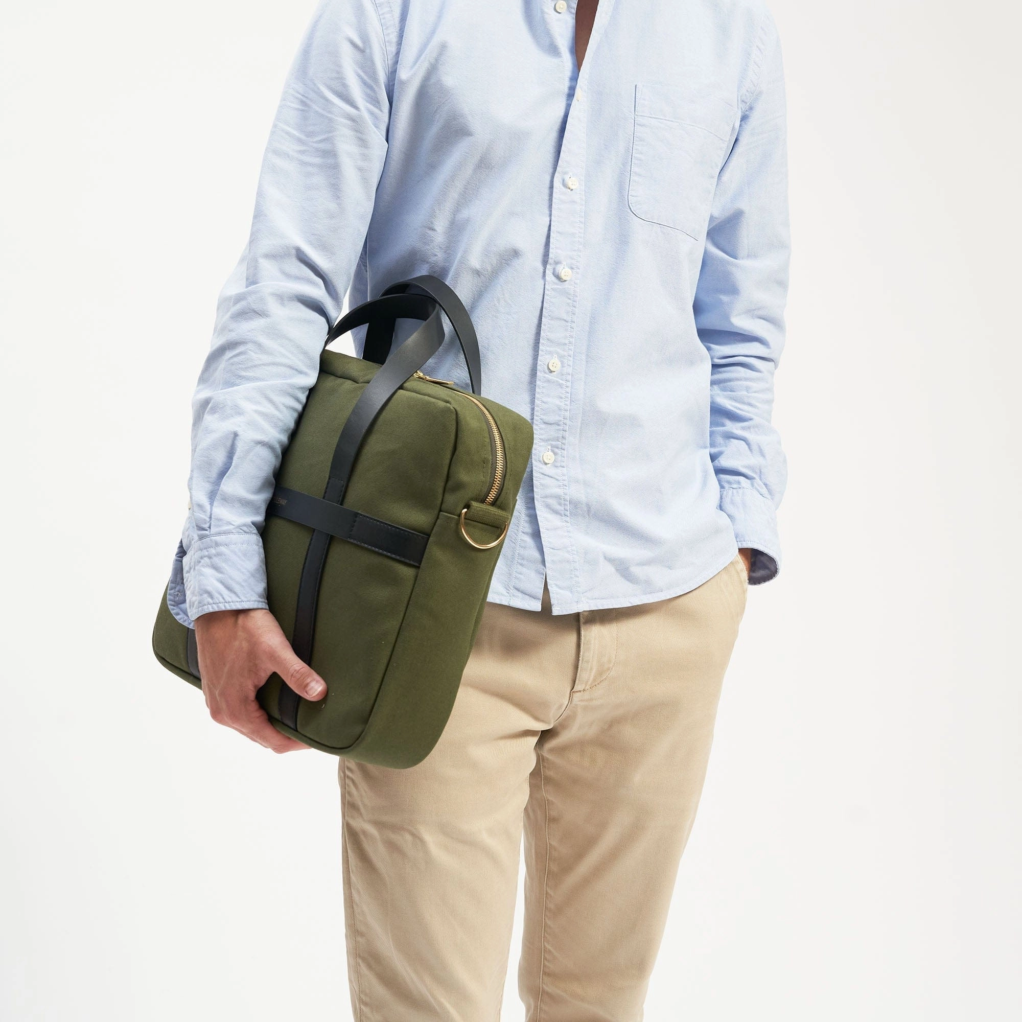 Natural Cotton Canvas Laptop Bag | Dark Olive