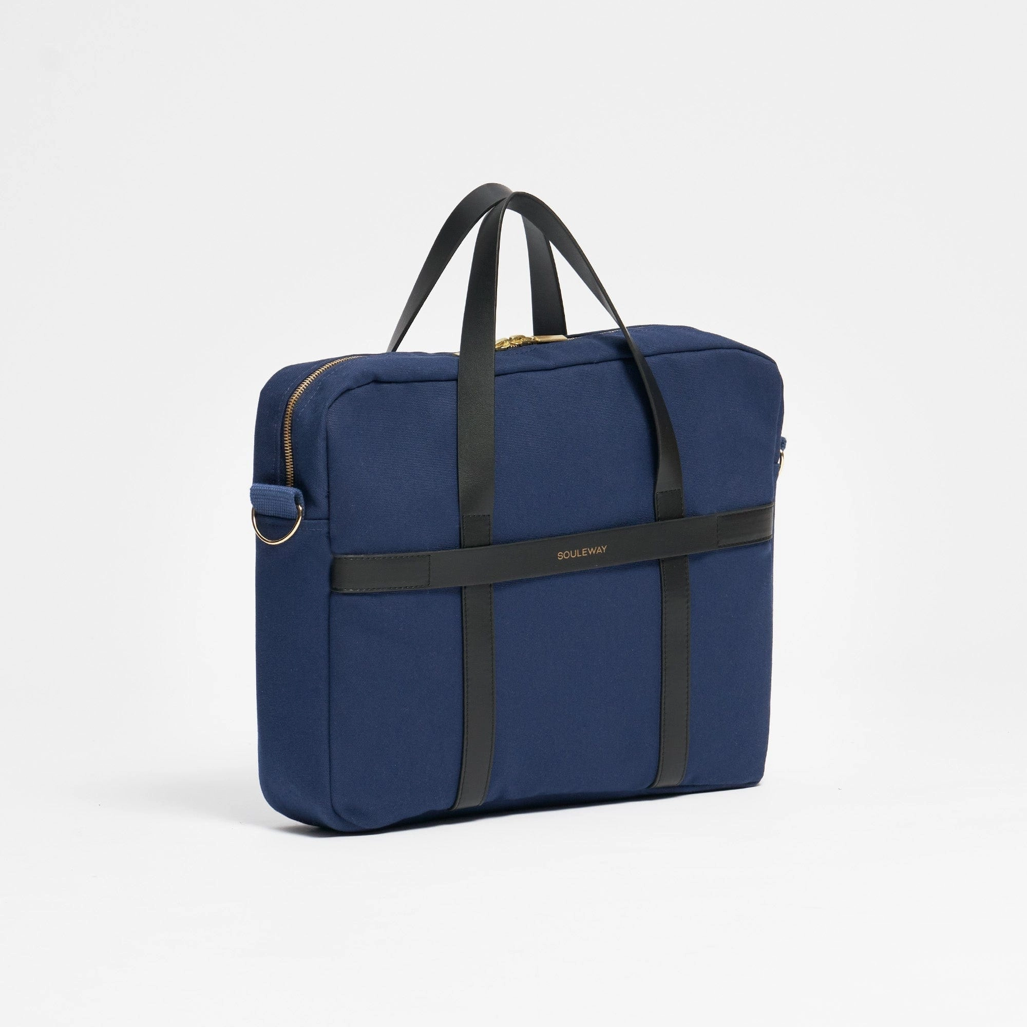 Natural Cotton Canvas Laptop Bag | Navy Blue