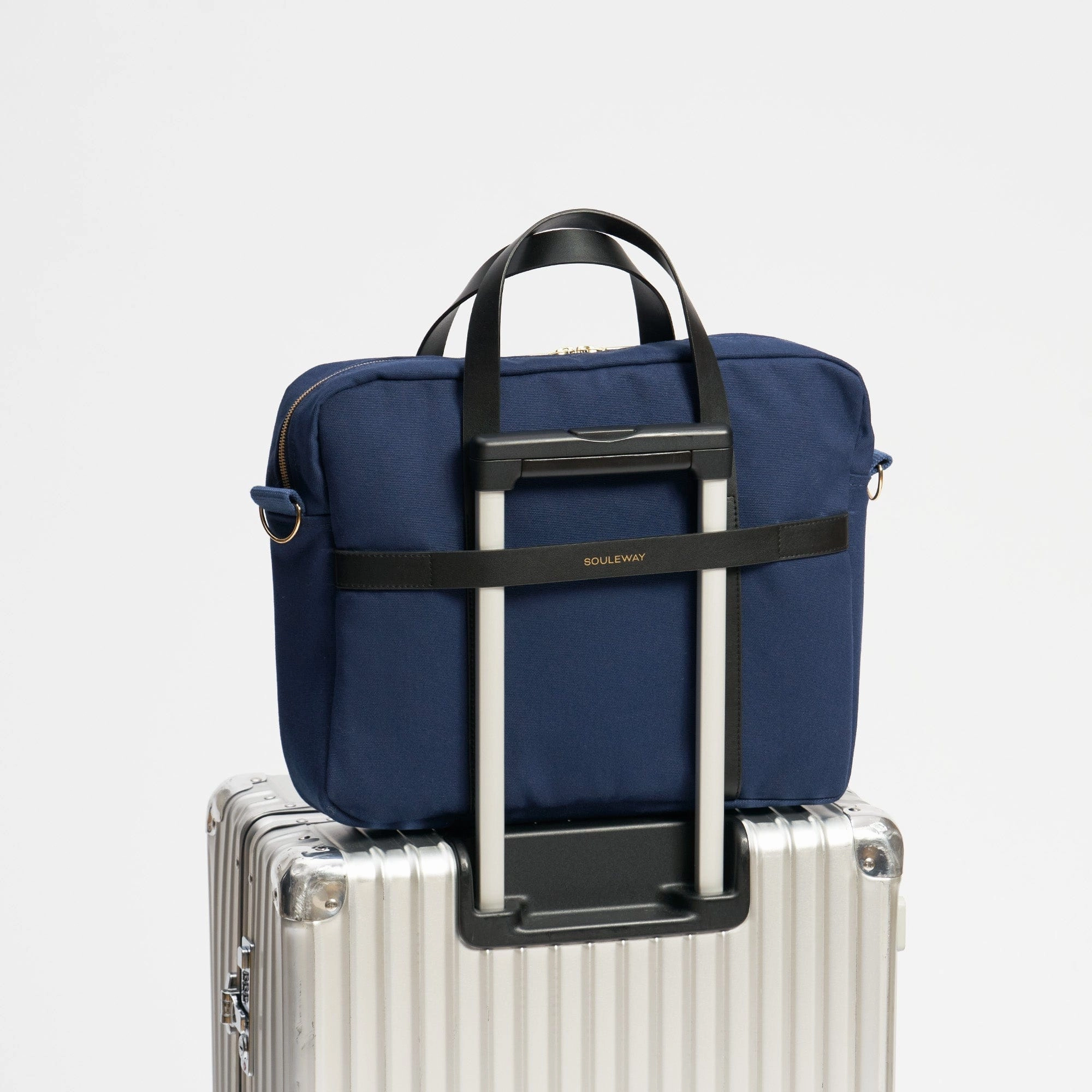 Natural Cotton Canvas Laptop Bag | Navy Blue
