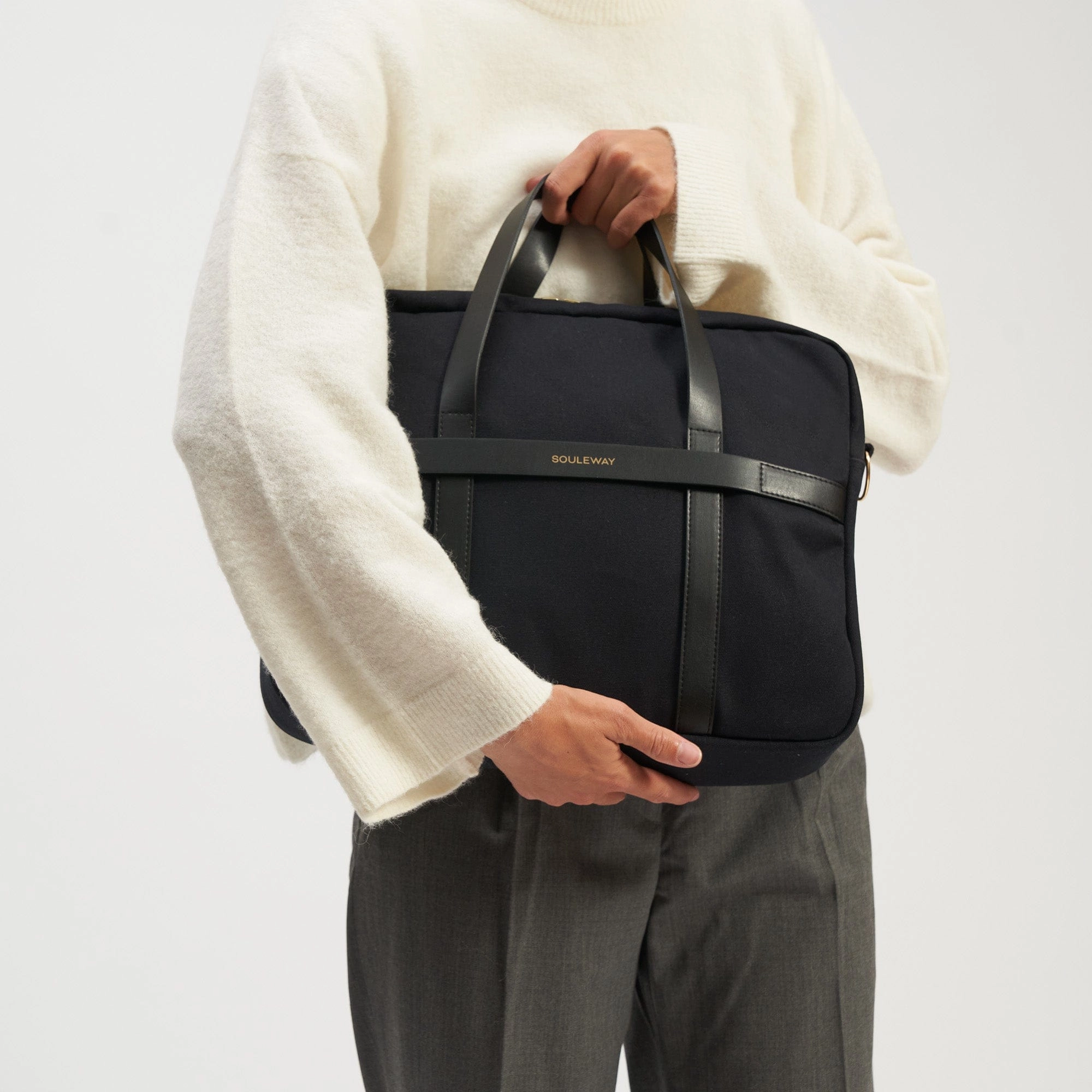 Natural Cotton Canvas Laptop Bag | Night Black