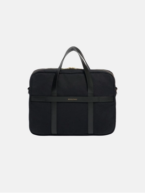 Natural Cotton Canvas Laptop Bag | Night Black