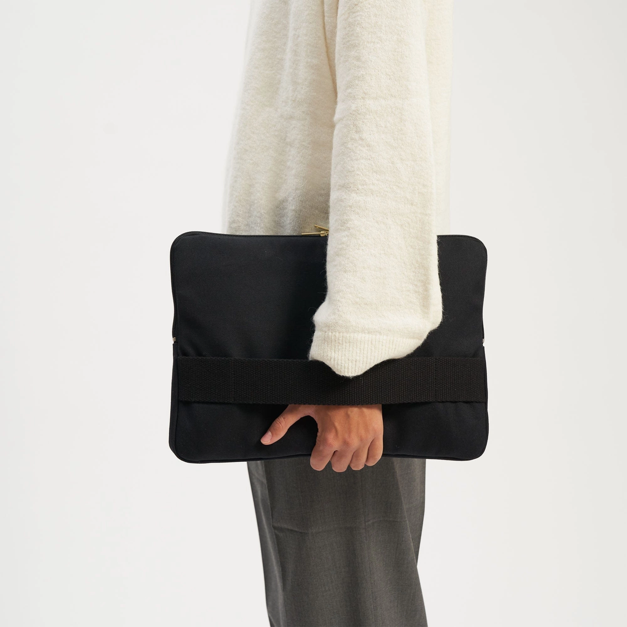 Natural Cotton Canvas Laptop Sleeve | Night Black