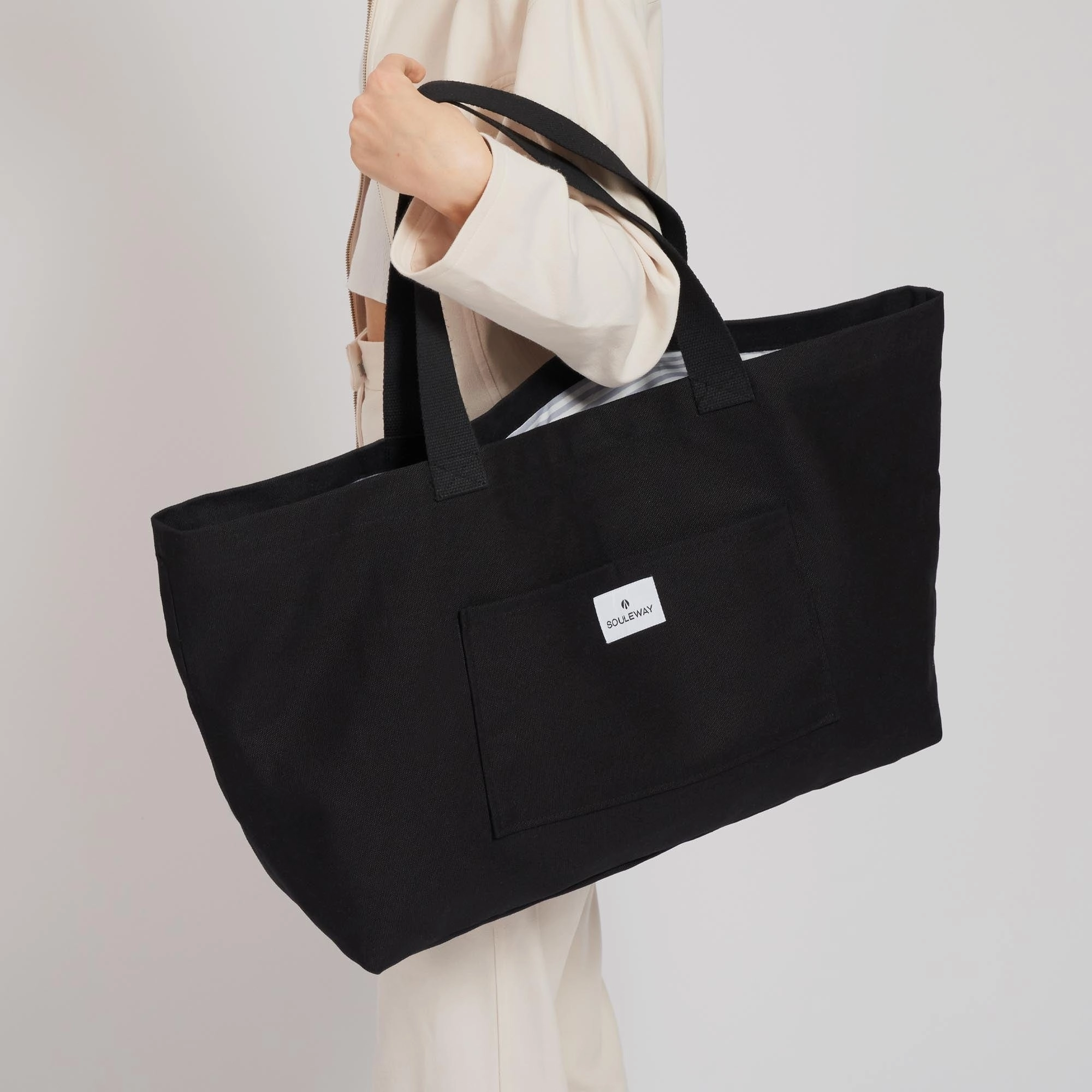 Natural Cotton Canvas Shopper | Black
