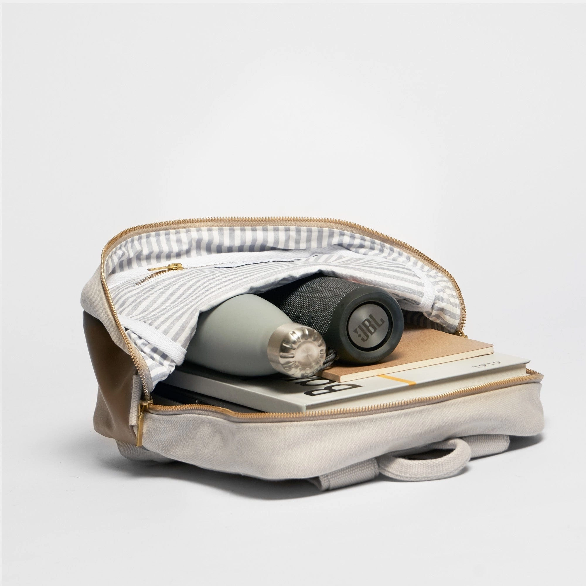 Natural Cotton Canvas Two-Tone Daypack | Sand & Mocha