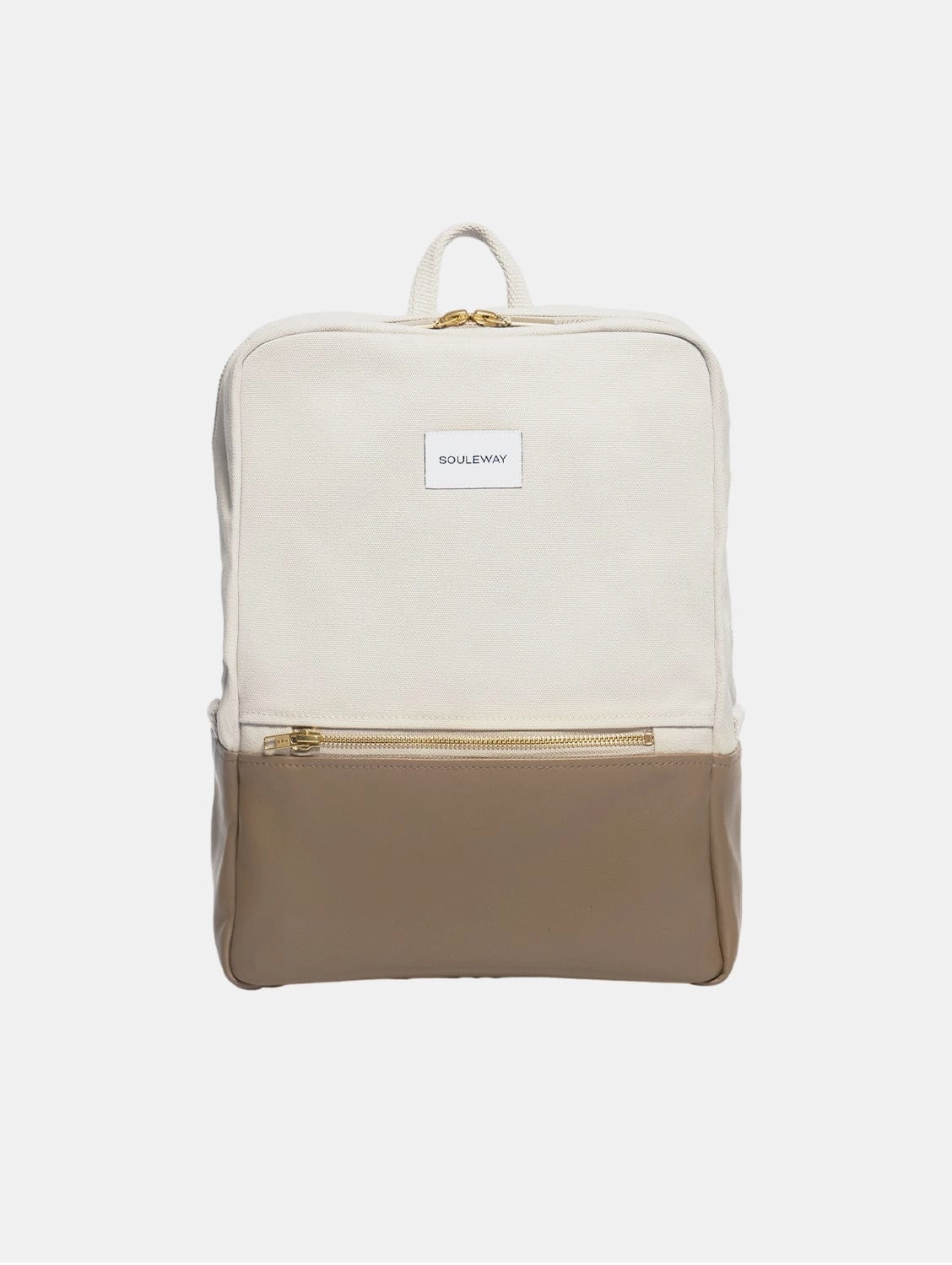 Natural Cotton Canvas Two-Tone Daypack | Sand & Mocha