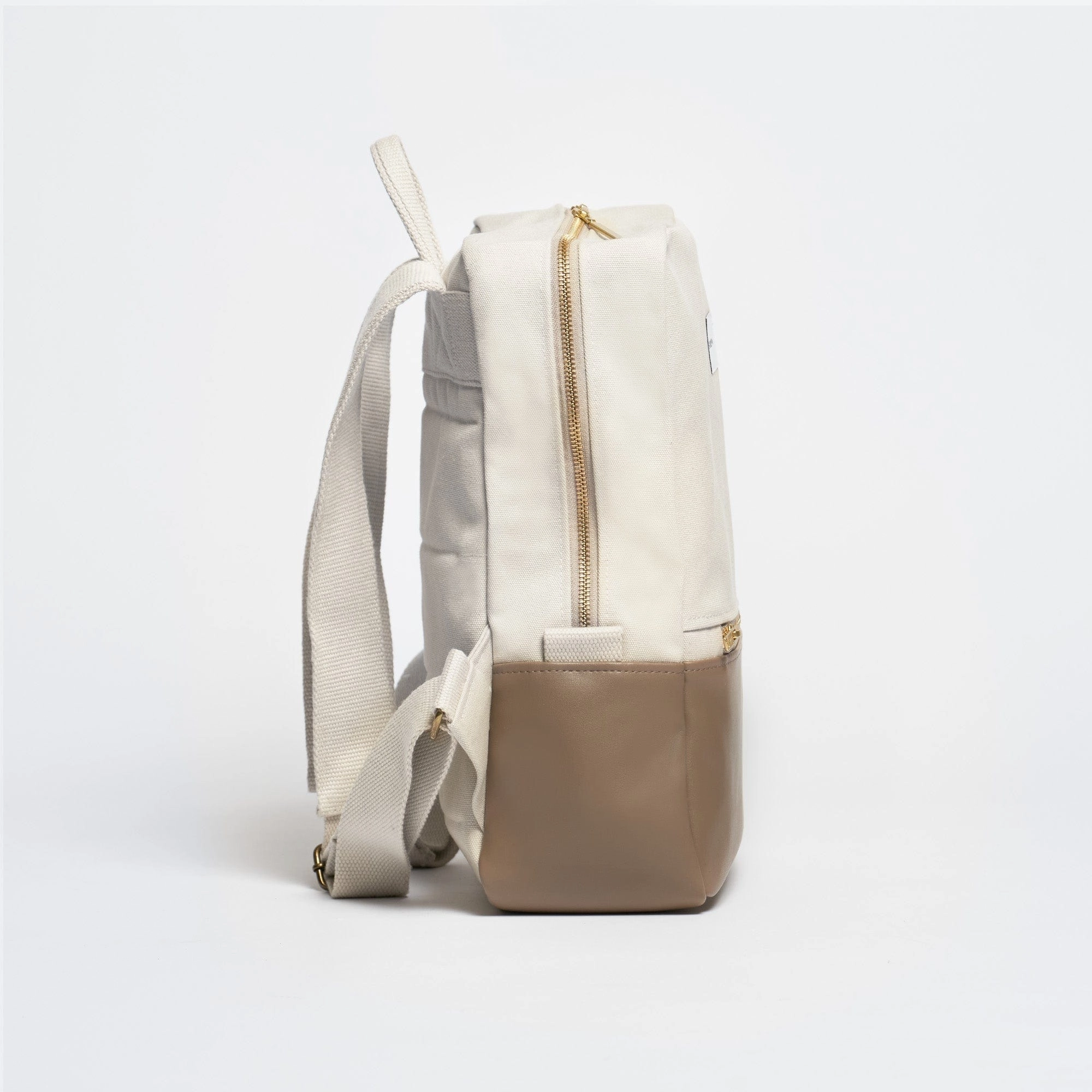 Natural Cotton Canvas Two-Tone Daypack | Sand & Mocha