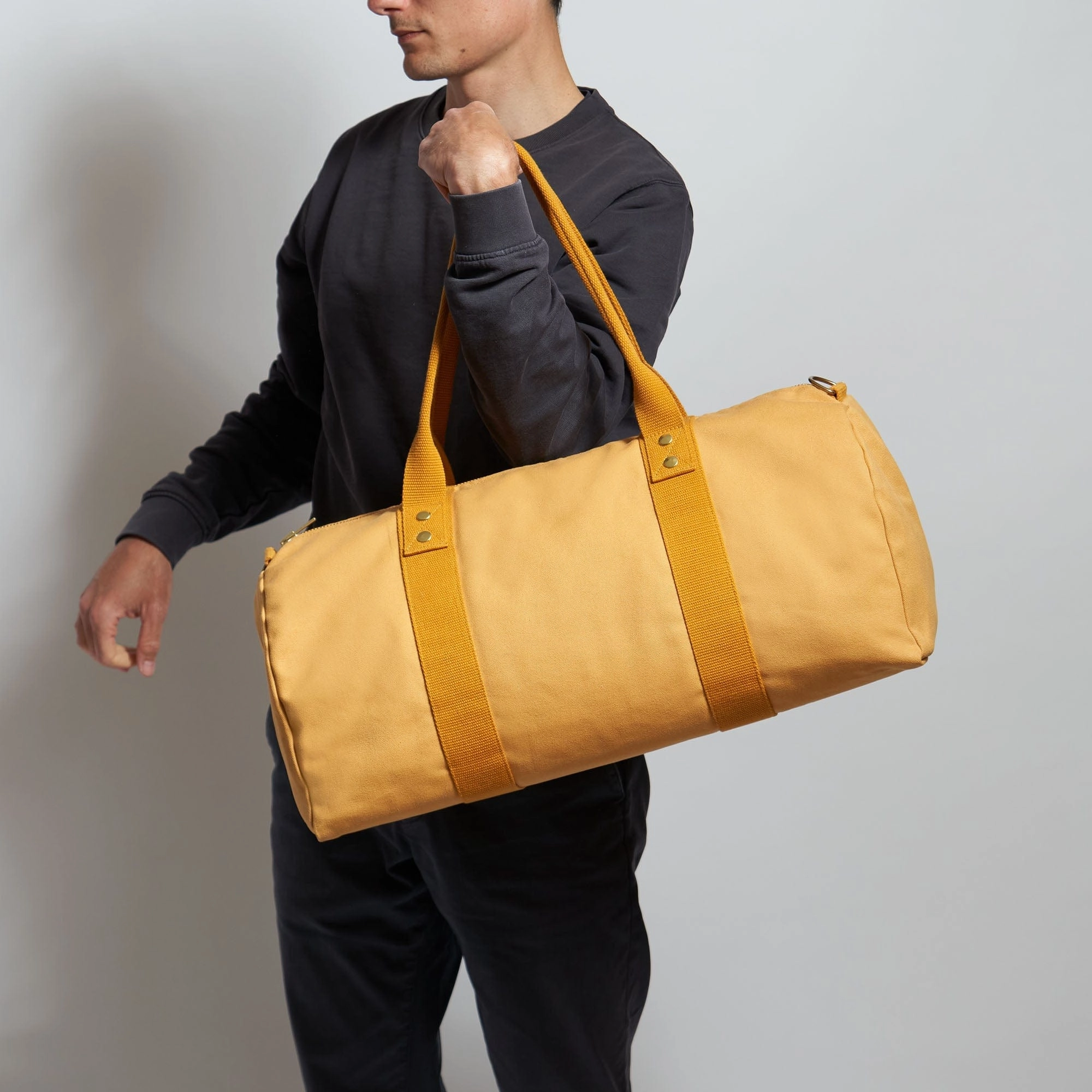 Natural Cotton Canvas Vegan Weekender | Mustard Yellow