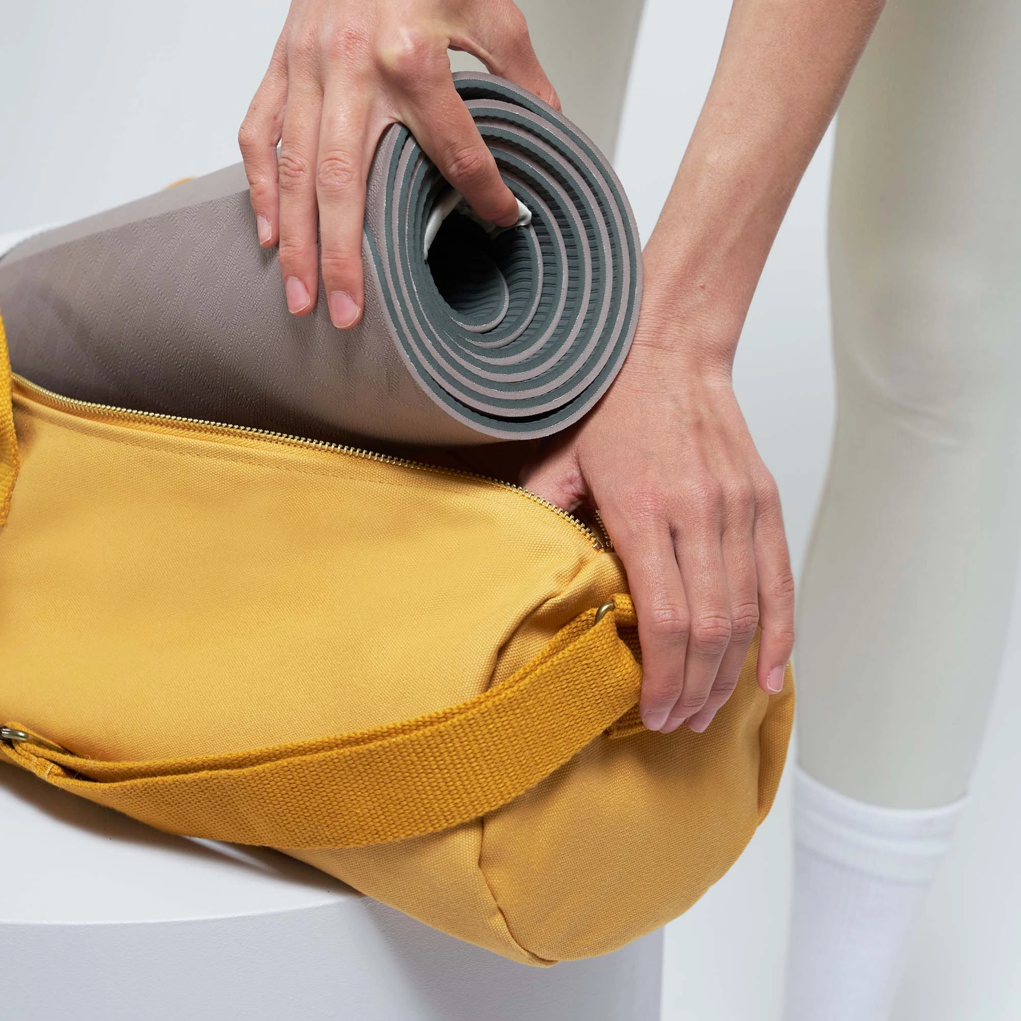 Natural Cotton Canvas Yoga Bag | Mustard Yellow