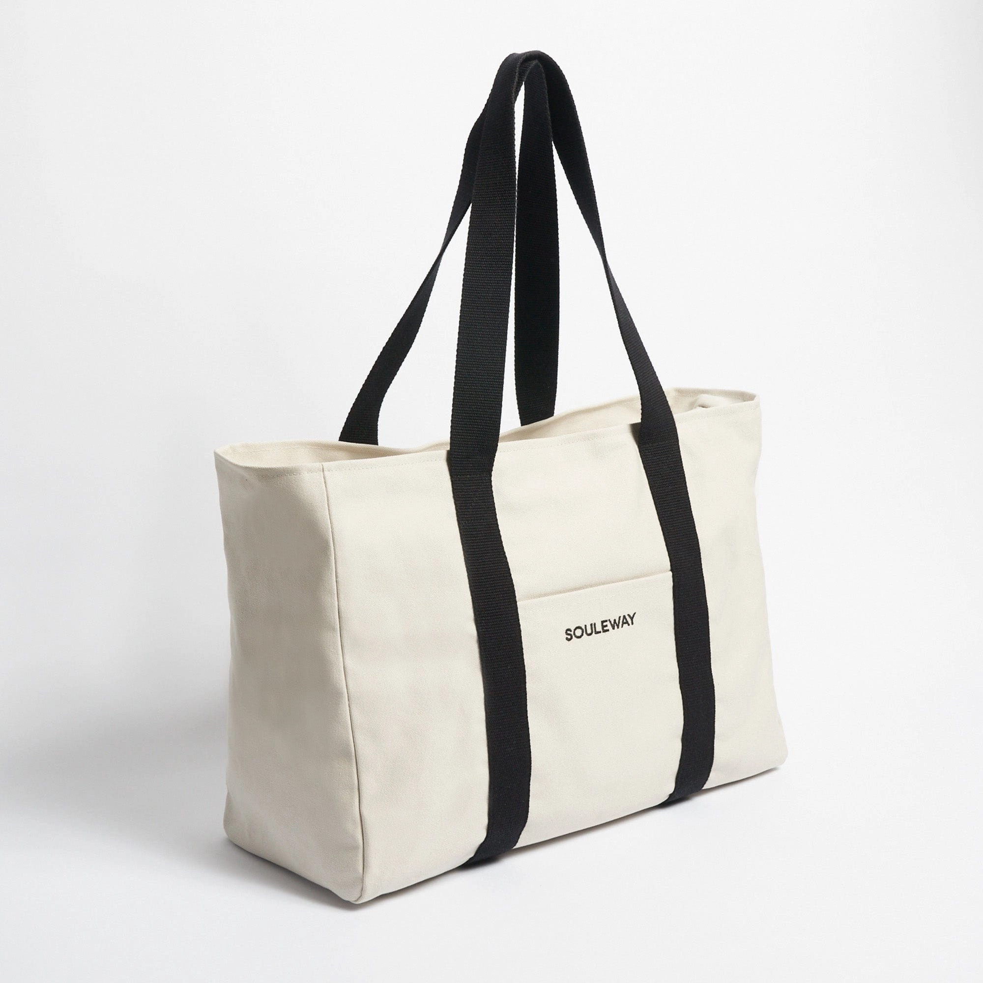 Natural Cotton Canvas Yoga Tote | Sand & Black