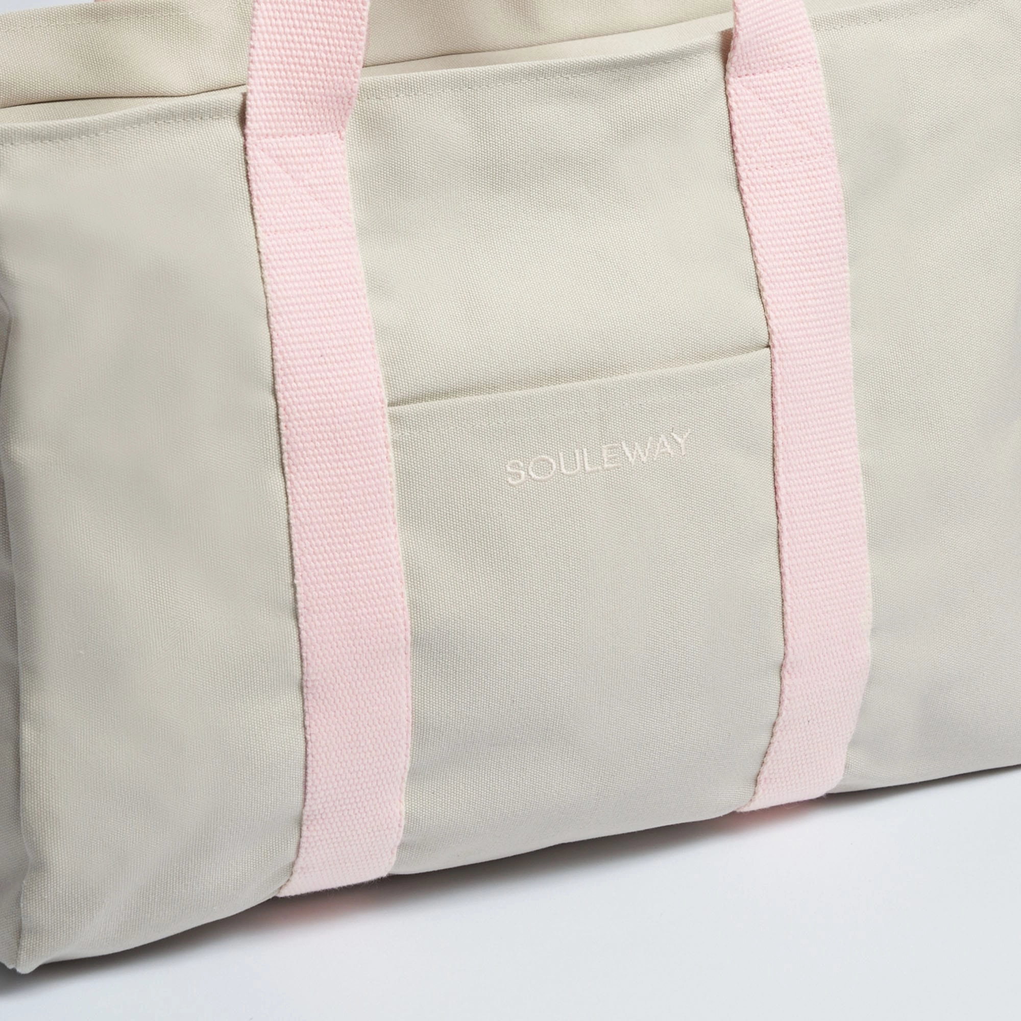 Natural Cotton Canvas Yoga Tote | Sand & Pink