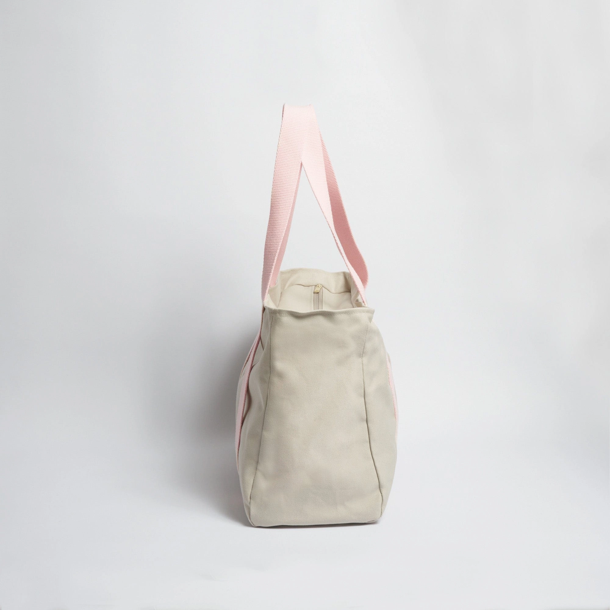 Natural Cotton Canvas Yoga Tote | Sand & Pink