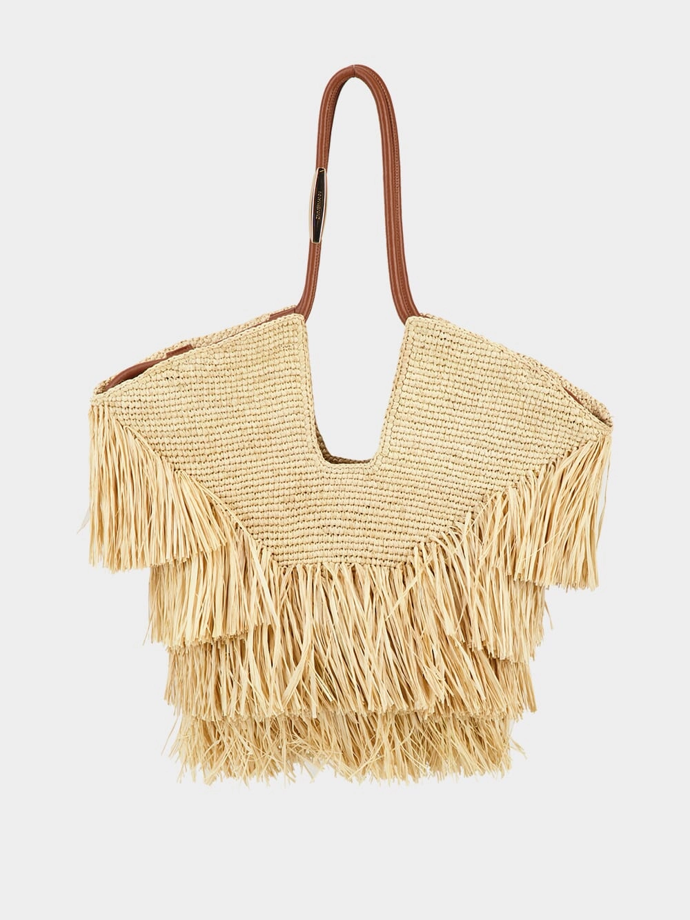 Natural Goldentime Medium Raffia Fringe Tote