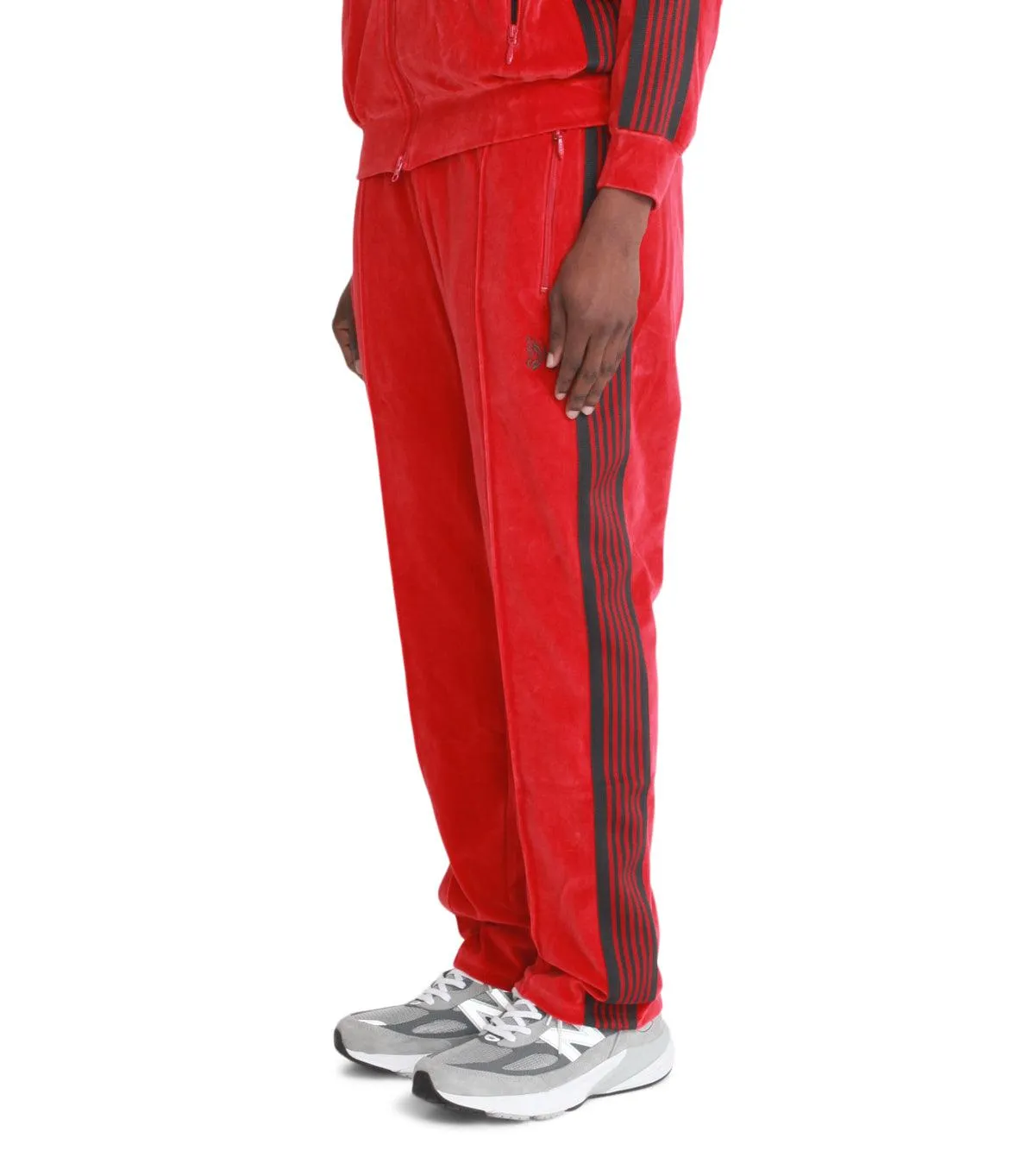 Needles Narrow Velour Track Pant Red