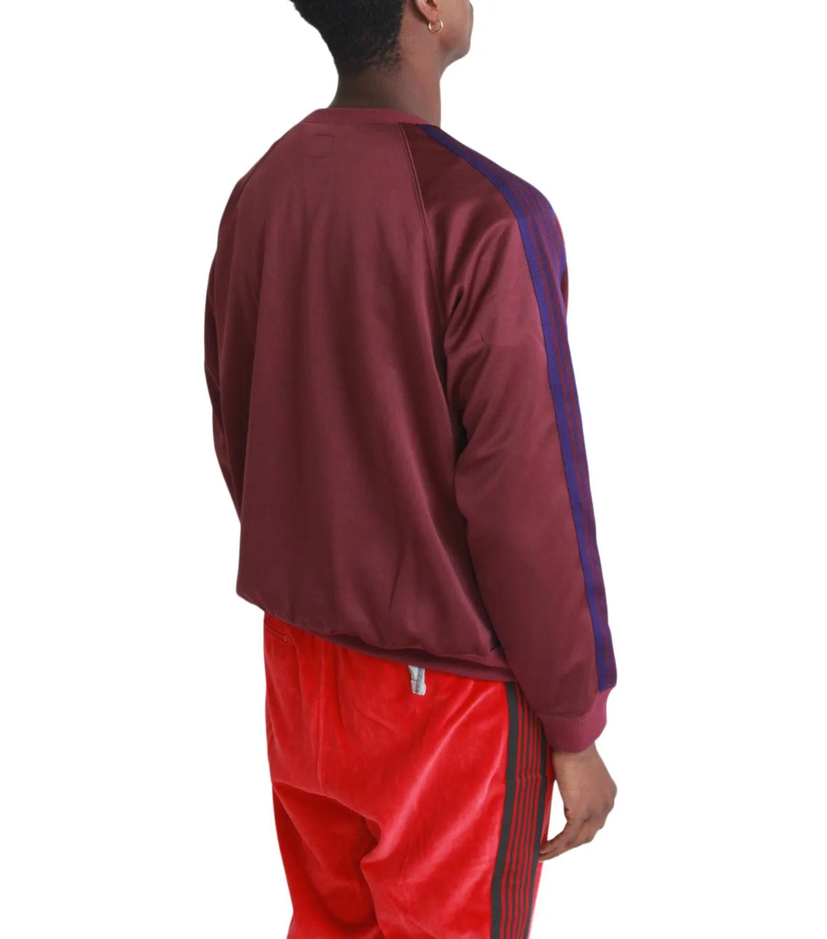Needles Track Crew Neck Shirt Poly Smooth Burgundy
