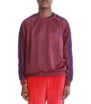 Needles Track Crew Neck Shirt Poly Smooth Burgundy