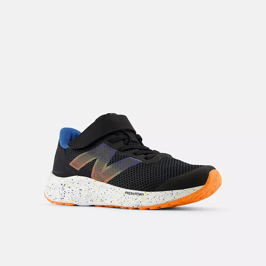 New Balance Black/Blue Agate/Blaze Orange Arishi v4 Bungee Lace Children??s Sneaker