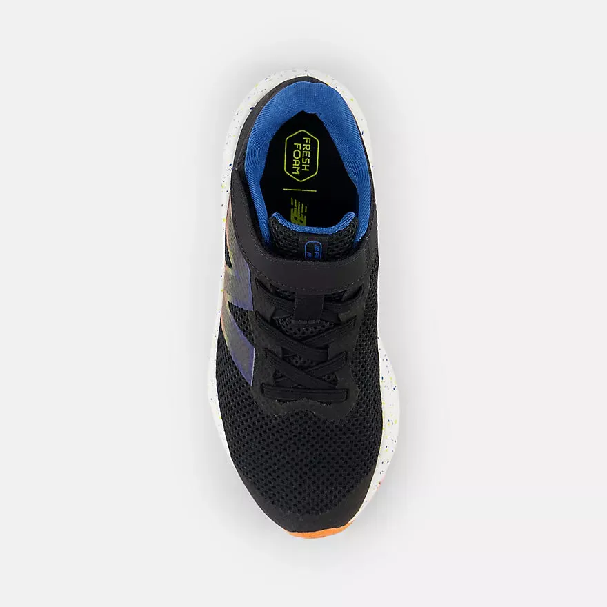 New Balance Black/Blue Agate/Blaze Orange Arishi v4 Bungee Lace Children??s Sneaker