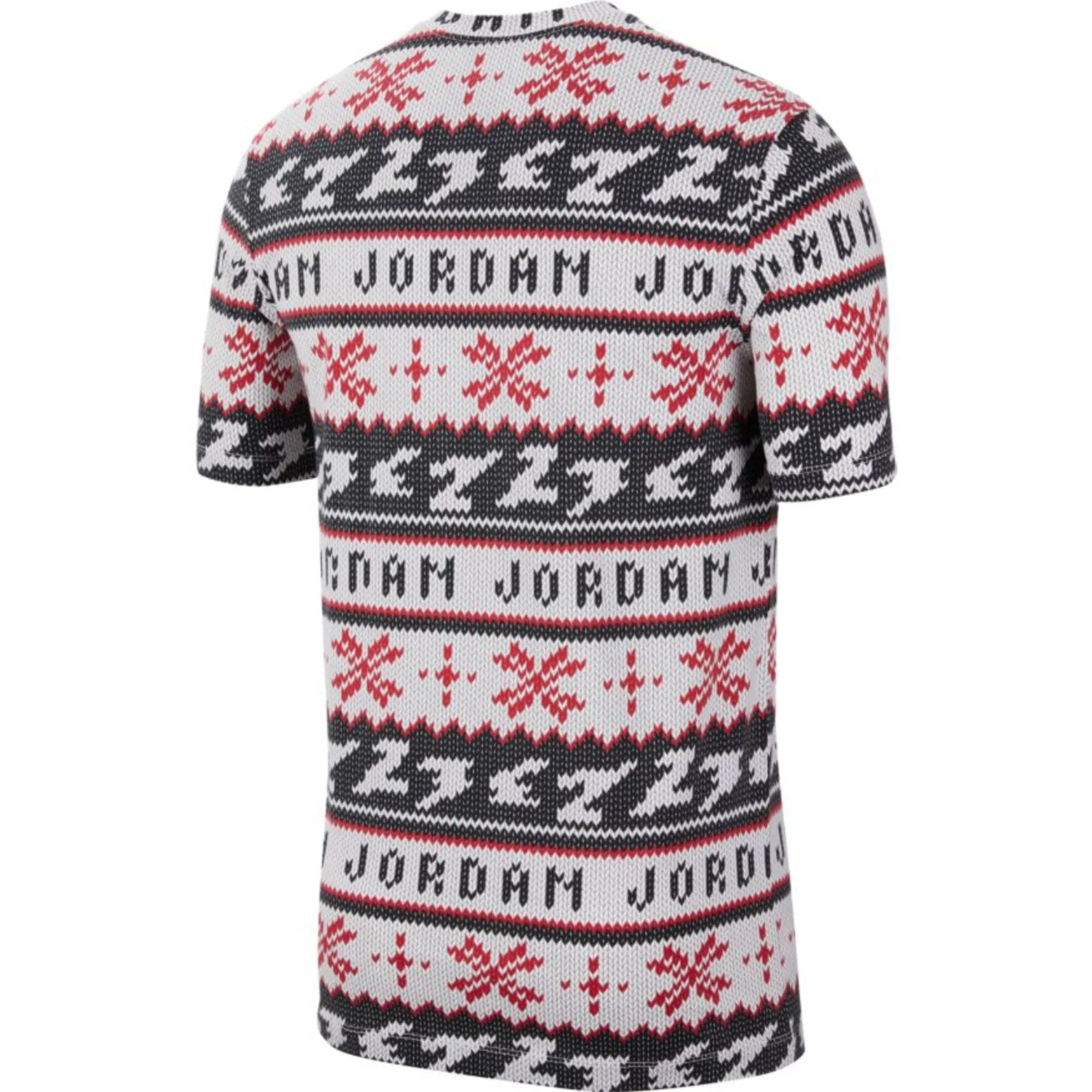 Nike Jordan Ugly Sweater Short Sleeve T-Shirt White/Red-Black  CT3711-101 Men's