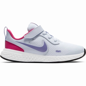 Nike Football Grey/Purple Pulse/Fireberry Revolution 5 Children??s Sneaker