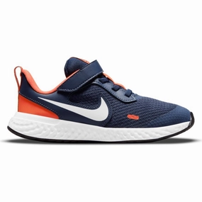 Nike Midnight Navy/Orange Revolution 5 Children??s Sneaker