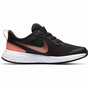 Nike Smoke Grey/Metallic Red Bronze Revolution 5 Children??s Sneaker