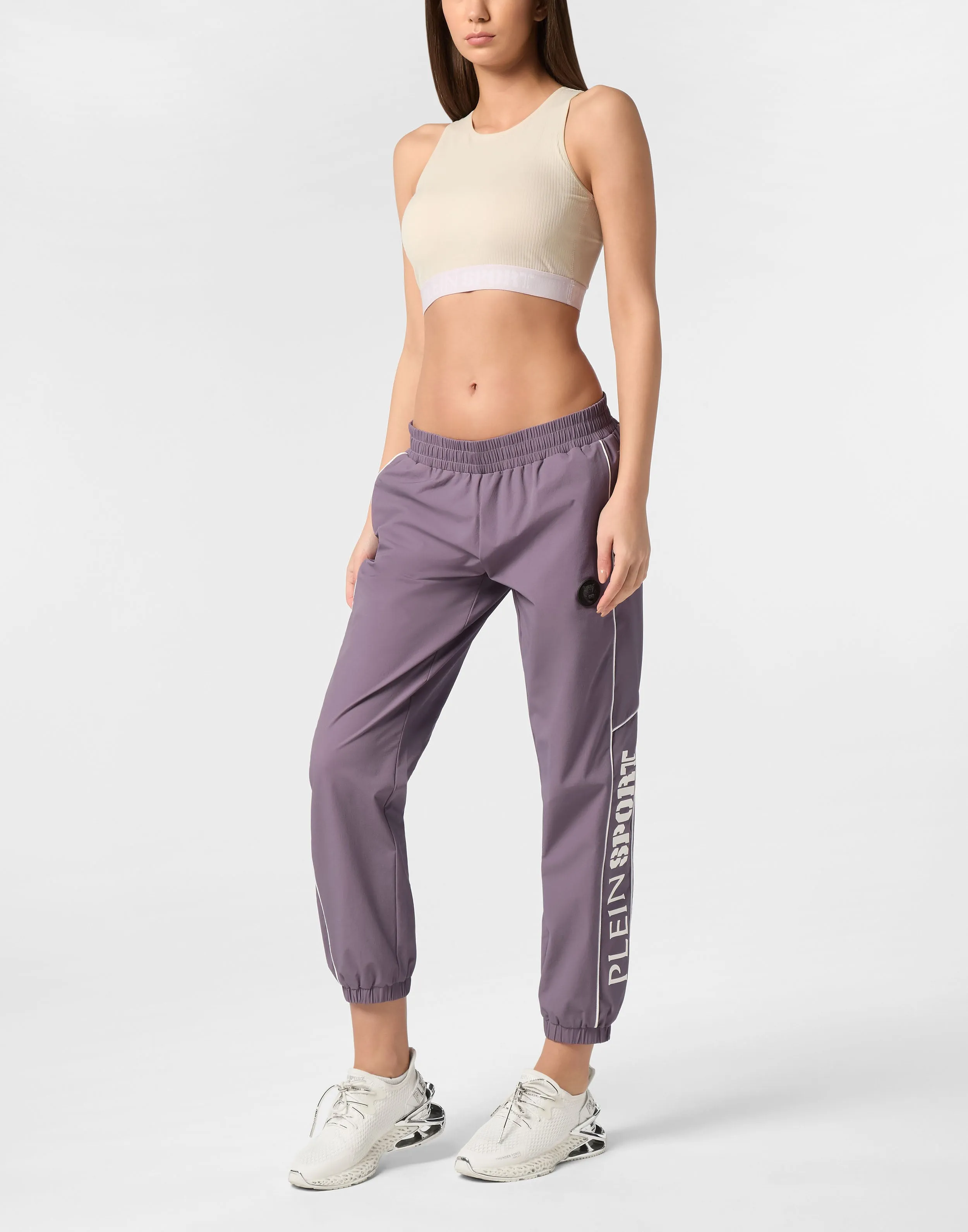 Nylon Loose Fit Piping Jogging Pants Scratch