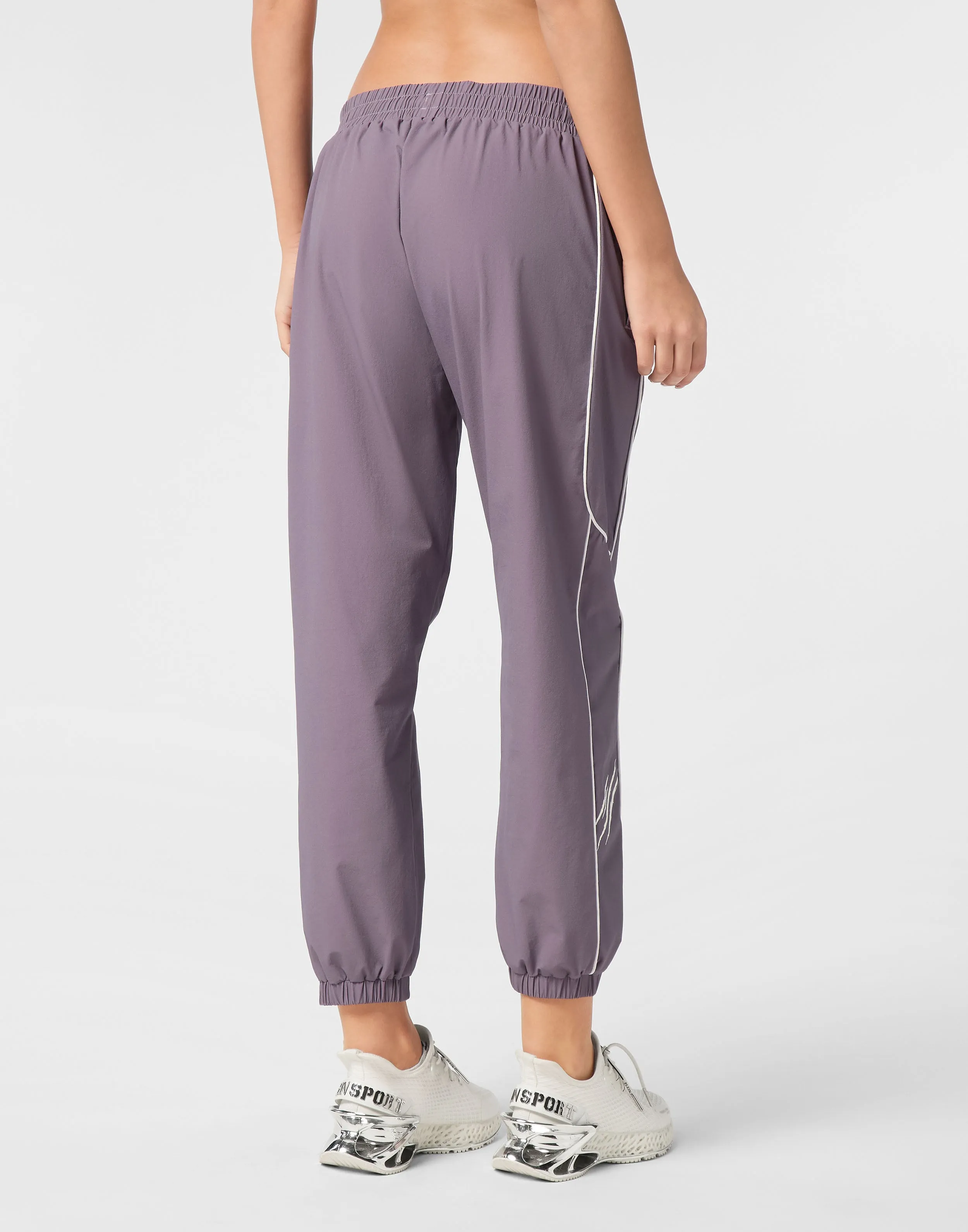 Nylon Loose Fit Piping Jogging Pants Scratch