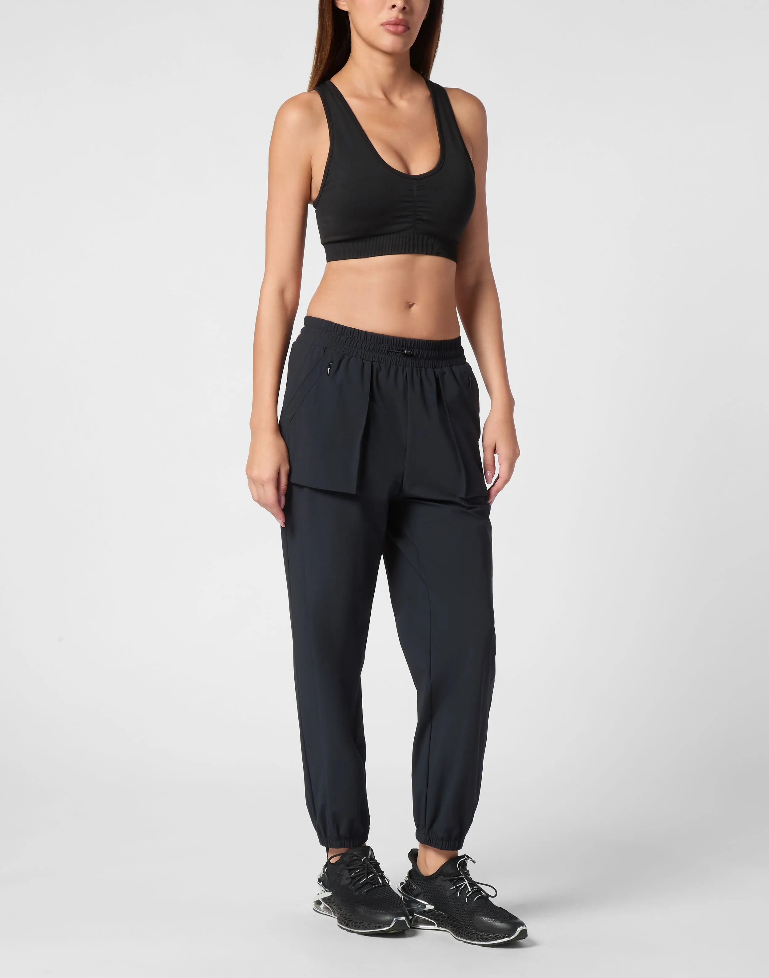 Nylon Stretch High Waisted Jogging Pants