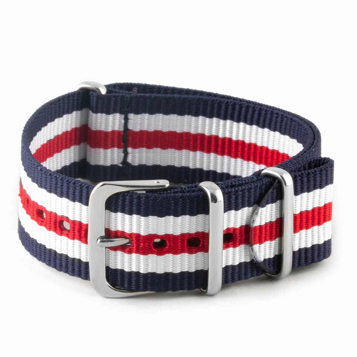 Nylon / fabric nato strap - 3/4 colors stripes (black, brown, blue, red, white, orange, kaki, beige)