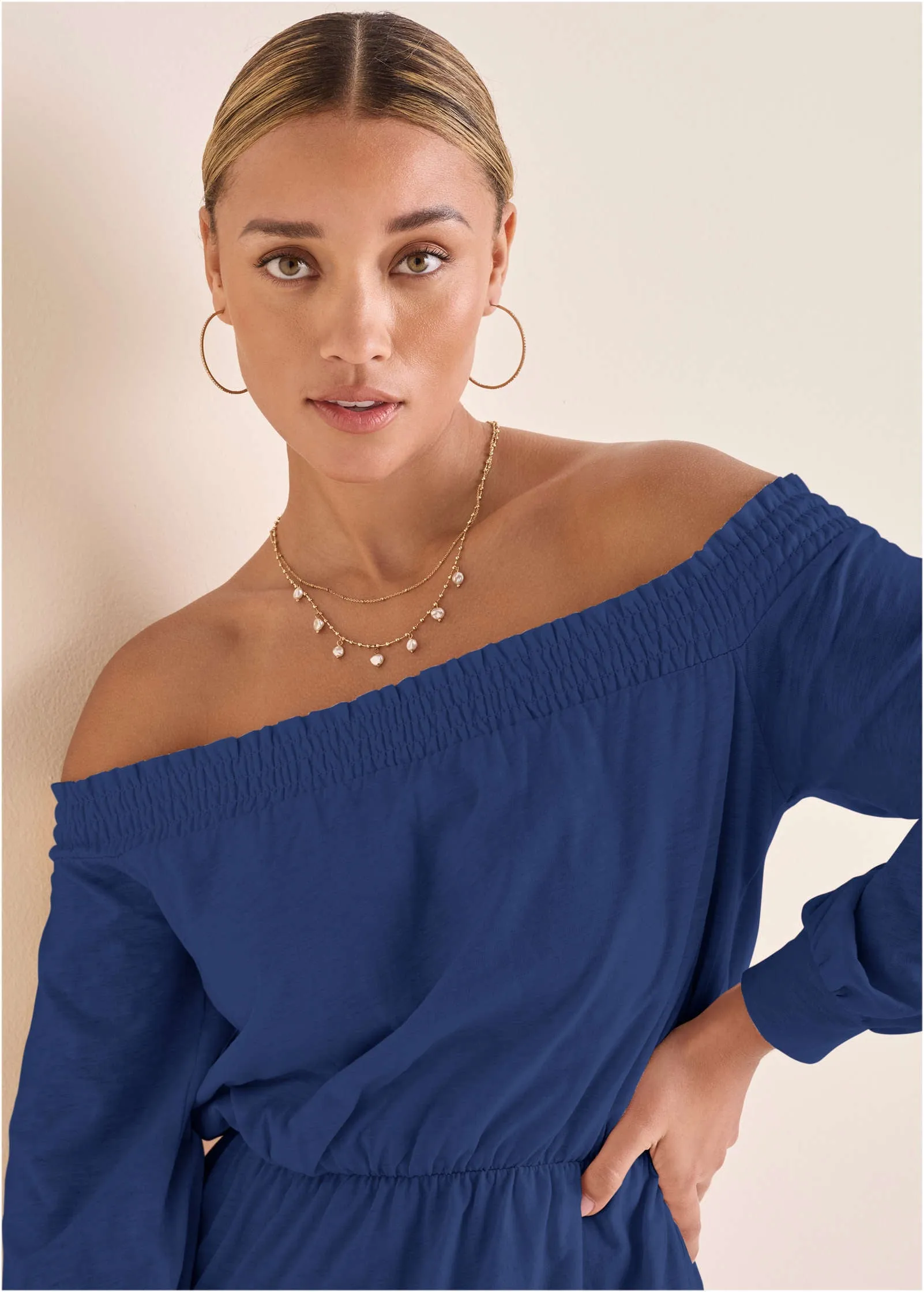 Off-The-Shoulder Mini - Dark Blue