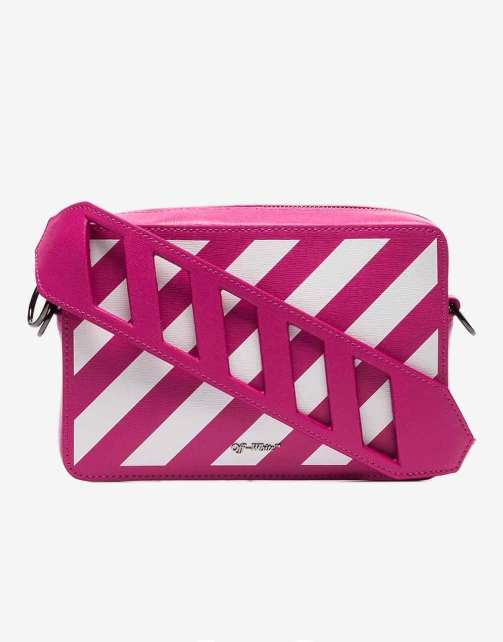 Off-White Diagonal Striped Leather Shoulder and Belt Bag