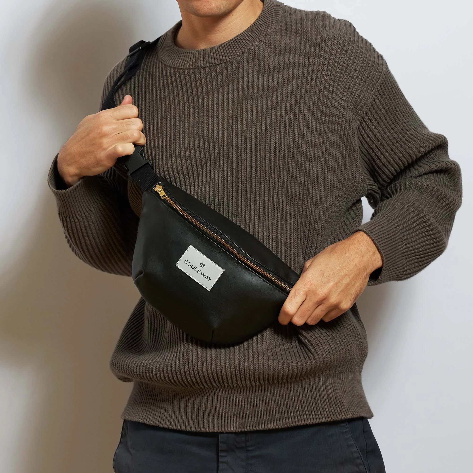 Oleatex Vegan Olive Leather Bum Bag | Black