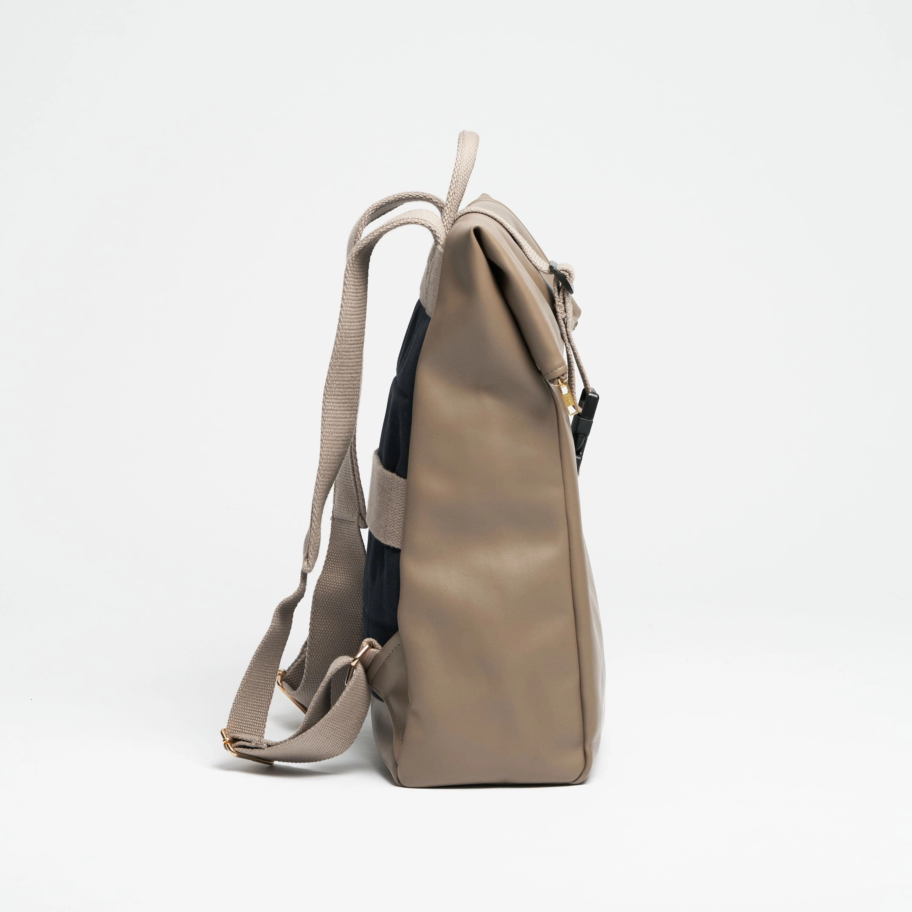 Oleatex Vegan Olive Leather Foldtop Backpack | Mocha Brown