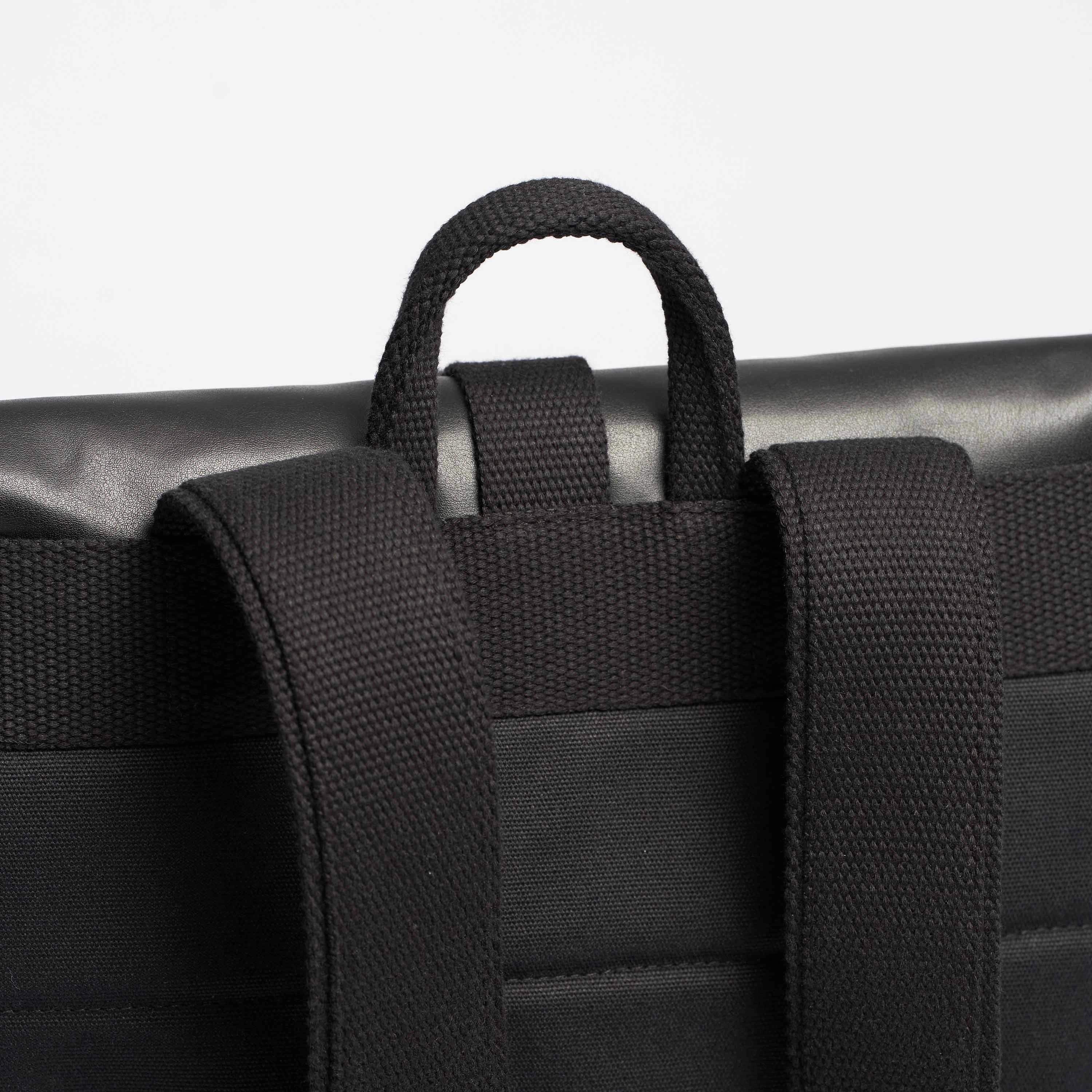 Oleatex Vegan Olive Leather Foldtop Backpack | Night Black