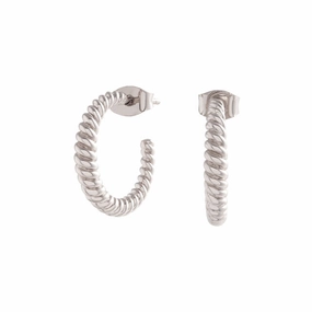 Olivia Burton Rope Twist Silver Hoop Earrings OBJCOE128