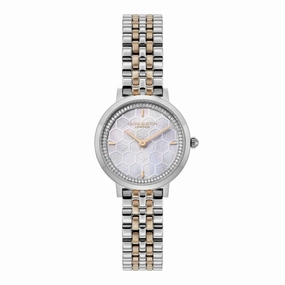 Olivia Burton Signature Honeycomb Ultra Slim Dove Grey Ladies Two Tone Watch 24000265