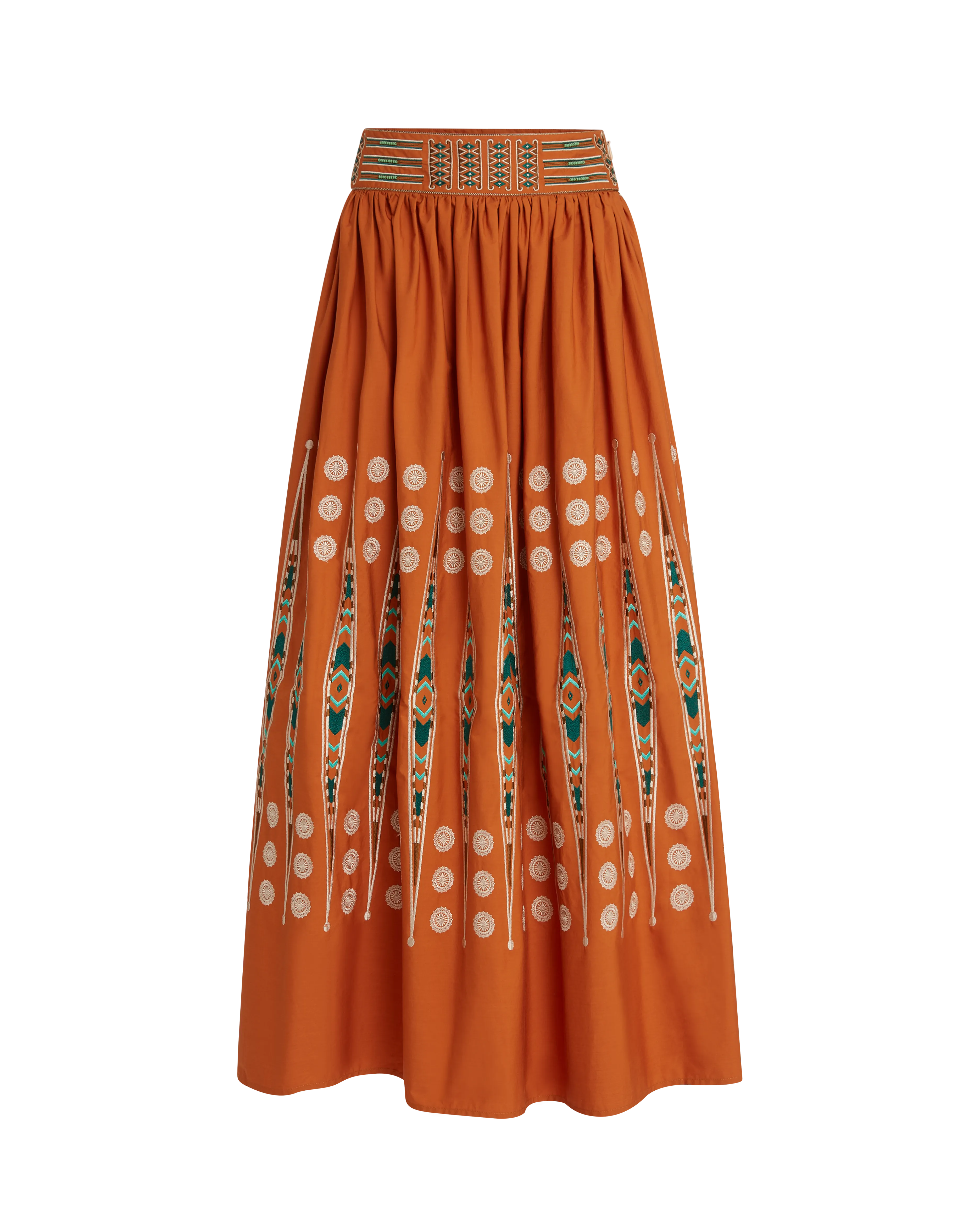 Ombretta Skirt with Backgammon Embroidery