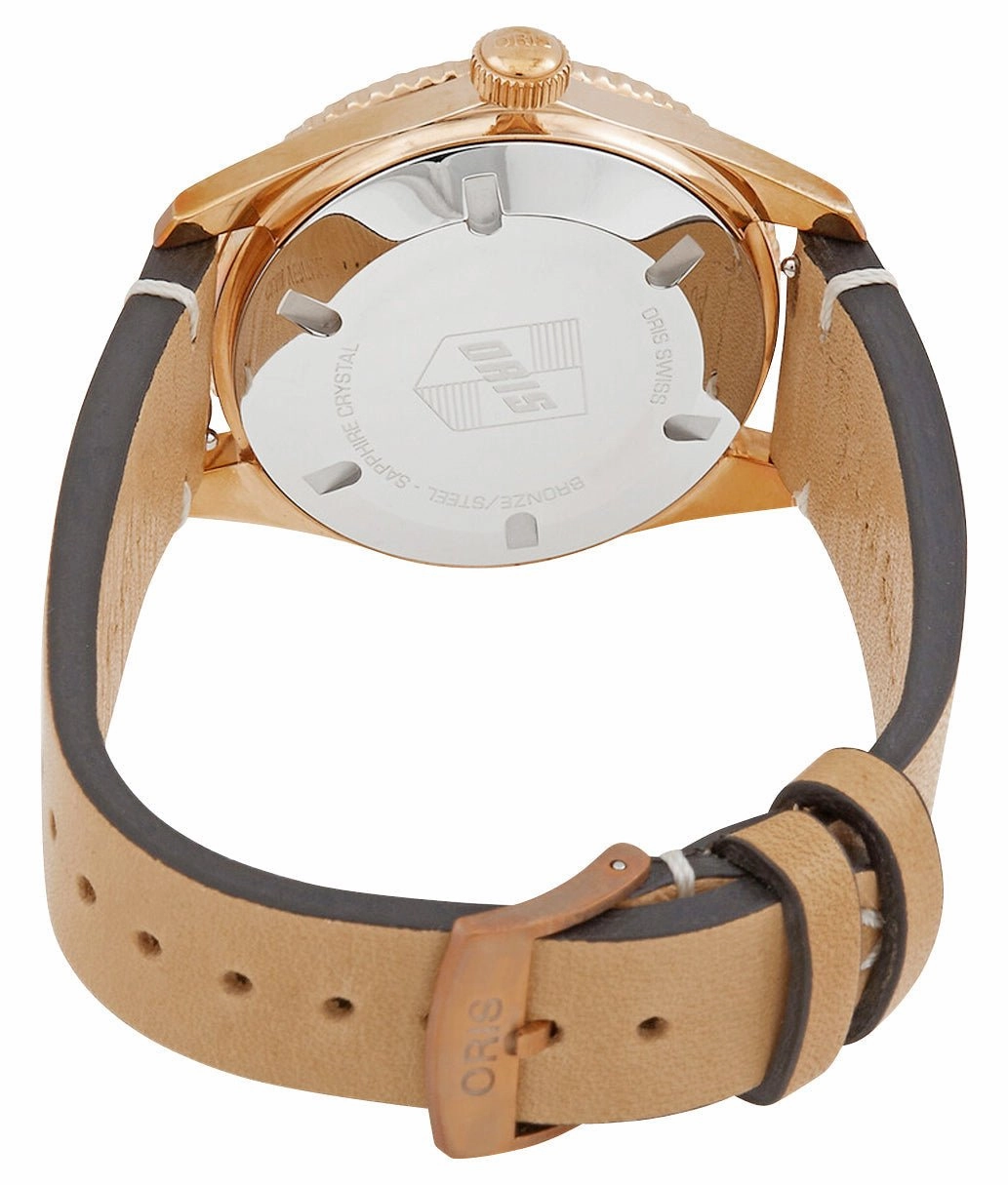 Oris Divers Sixty-Five Cotton Candy Automatic Bronze Blue Dial Brown Leather Strap Date Unisex Watch 733 7771 3155-07 5 19 04BR