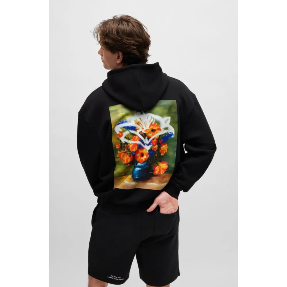 Oversize-fit hoodie with floral artwork