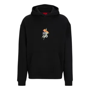 Oversize-fit hoodie with floral artwork