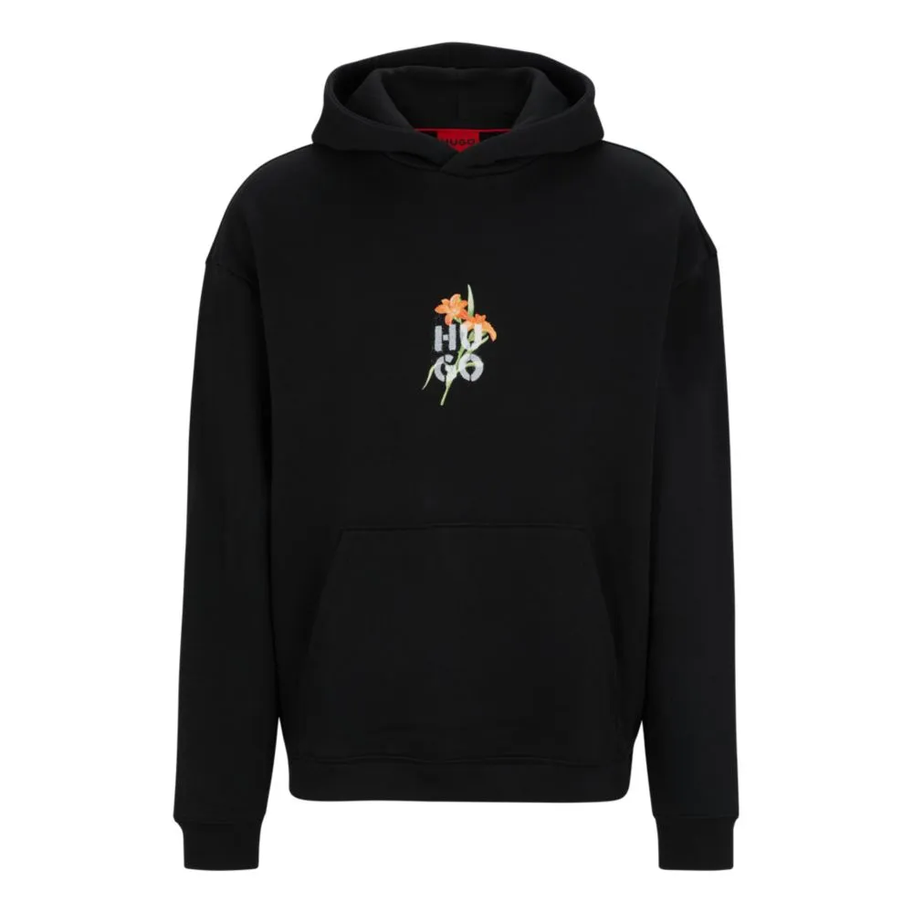 Oversize-fit hoodie with floral artwork