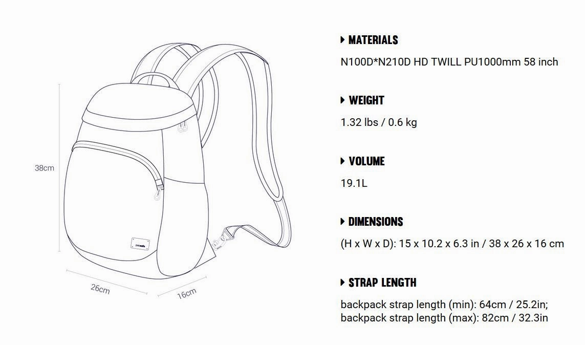 Pacsafe Citysafe CS350 Anti theft backpack
