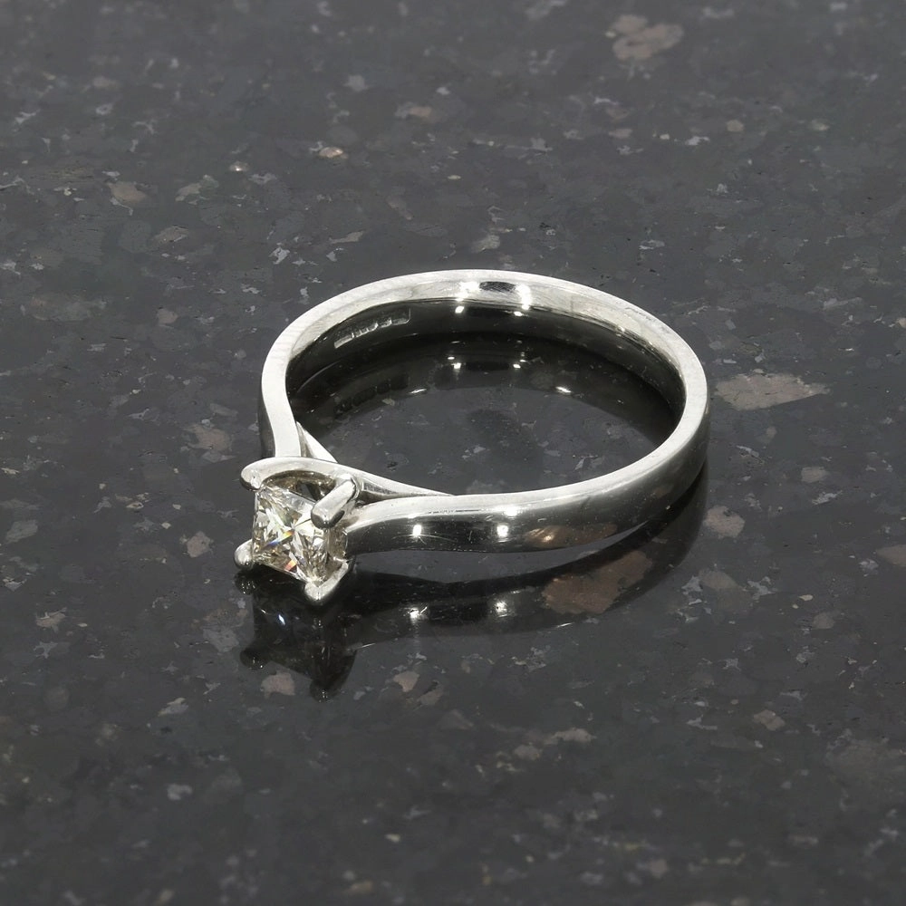 Palladium 0.35ct Solitaire Ring Princess Cut Diamond