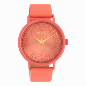 Peach pink OOZOO watch with leather strap - C10580