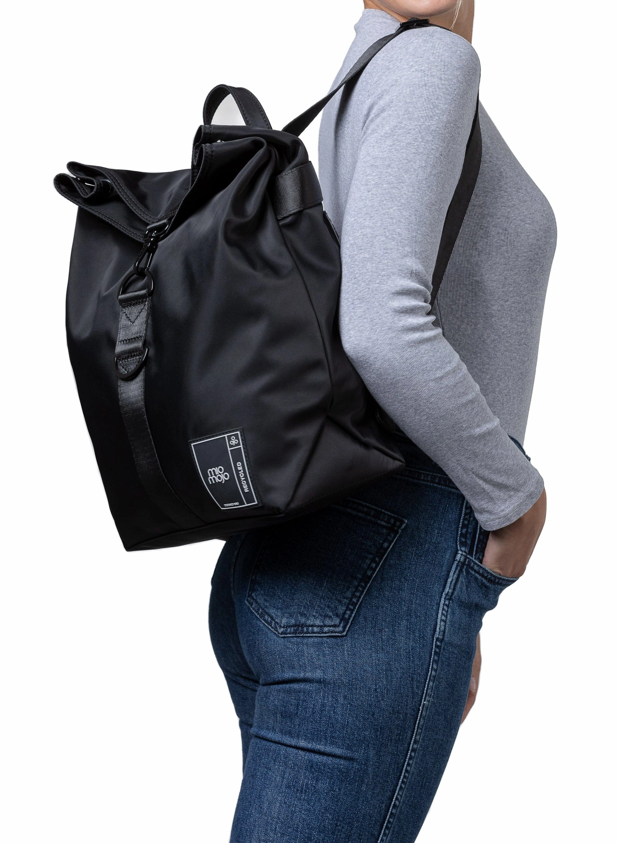 Penelope Recycled Nylon Vegan Backpack | Black