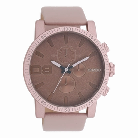 Pink grey OOZOO watch with leather strap - C11218